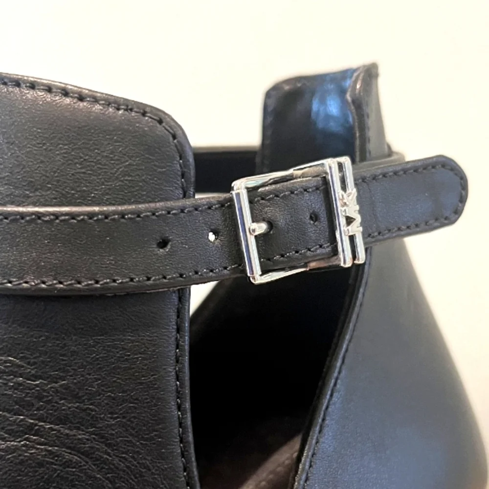 Michael Kors Lawson Black Leather Open Toe Boot  Size 7M   New Without B…‎
